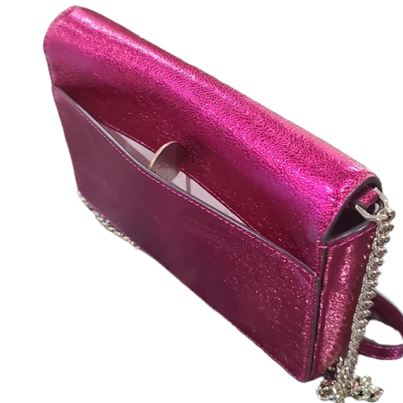 Kate Spade Spencer Metallic Pink Chain Strap Crossbody Wallet - Picture 6 of 17